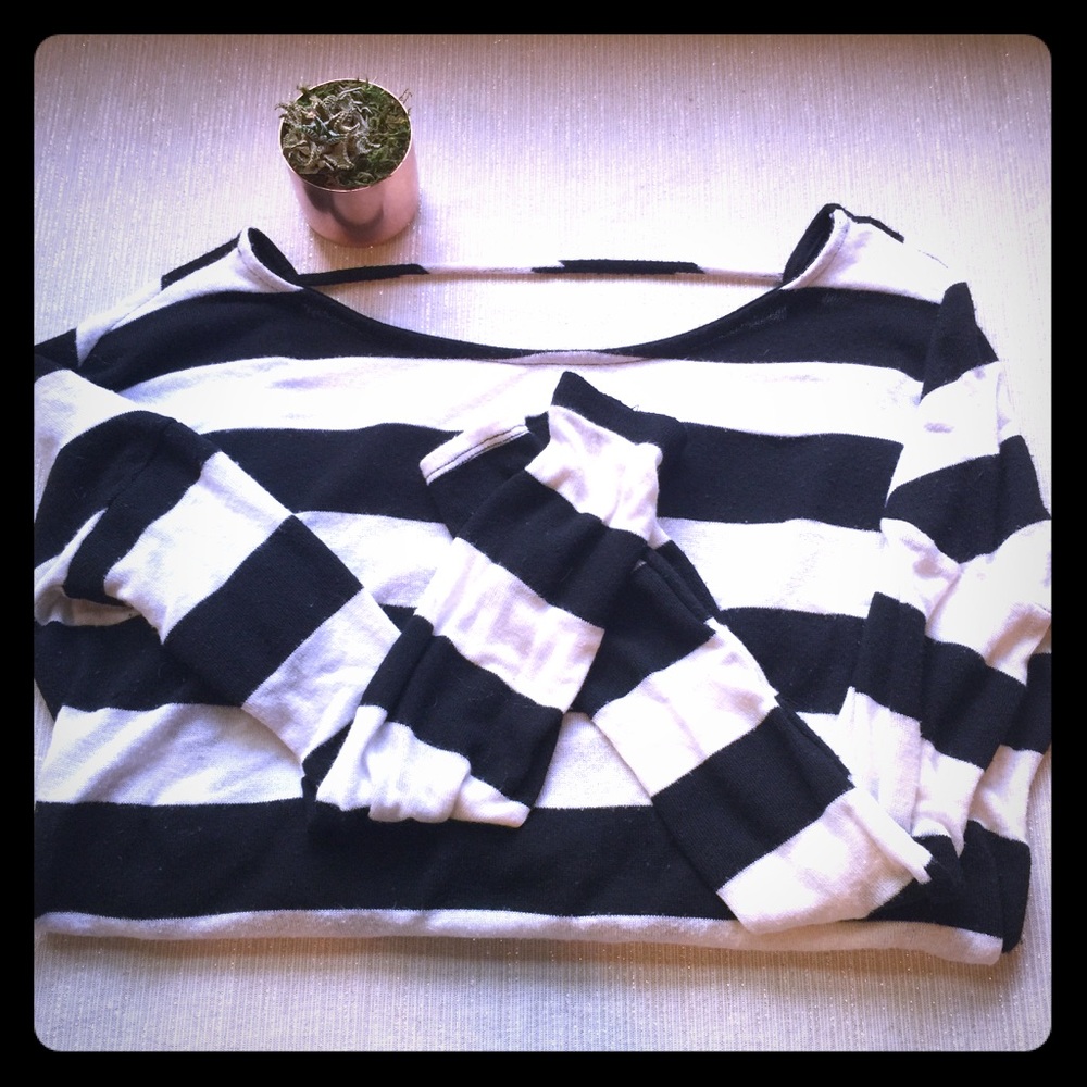 Striped slouch back sweater